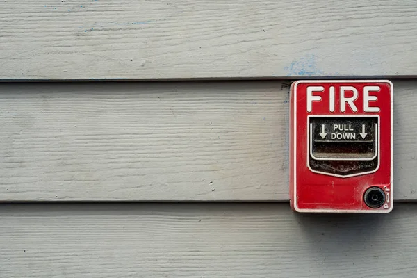Interruptor Fuego Rojo Pared Madera — Foto de Stock