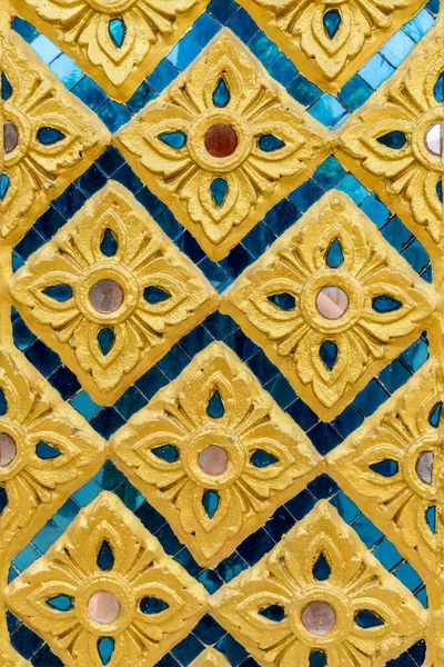 Thai Ancient Gold Plaster Stucco Color Glass Temple — Stock Photo, Image