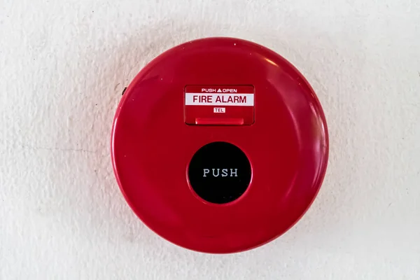 Red Fire Switch White Concrete Wall — Stock Photo, Image