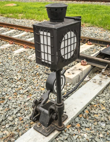 Railroad switch on gray gravel