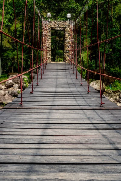 Wooden Rope Foot Bridge Park — Stock Photo, Image