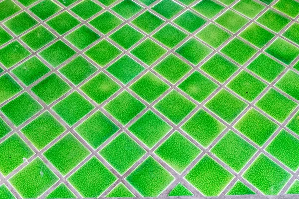 Perspectief Van Oude Stijl Groene Keramische Tegelvloer — Stockfoto