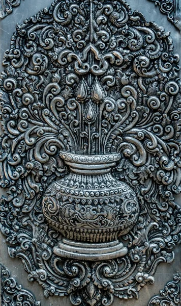 Detailní Záběr Thajský Klasický Vzor Stříbrné Řemeslo — Stock fotografie