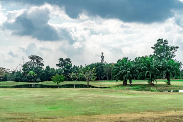 Groene Gazon Met Bomen Golfclub — Stockfoto