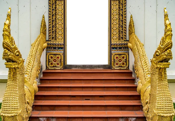 Scala Cemento Con Ringhiera Stucco Drago Tailandese Nel Tempio Tailandese — Foto Stock
