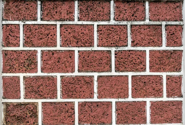 Brown Laterite Block Wall White Cement Line — Stock Photo, Image