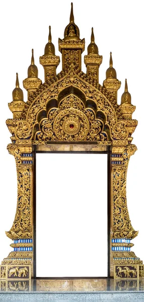 Thai Stile Classico Arco Porta Isolare Sfondo Bianco Con Percorso — Foto Stock