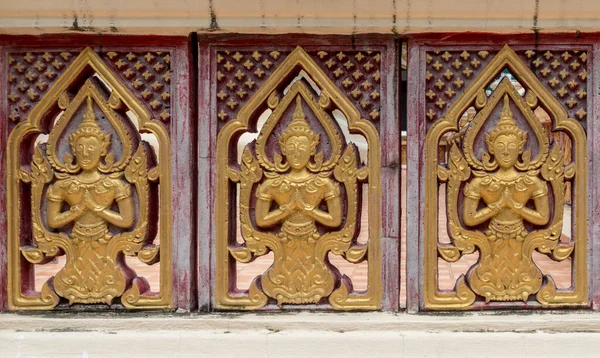 Tailandês Antigo Estuque Concreto Ouro Templo — Fotografia de Stock
