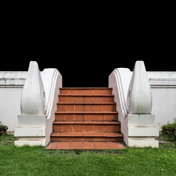 Escalier Tuile Marron Avec Garde Corps Béton Style Classique Thaïlandais — Photo