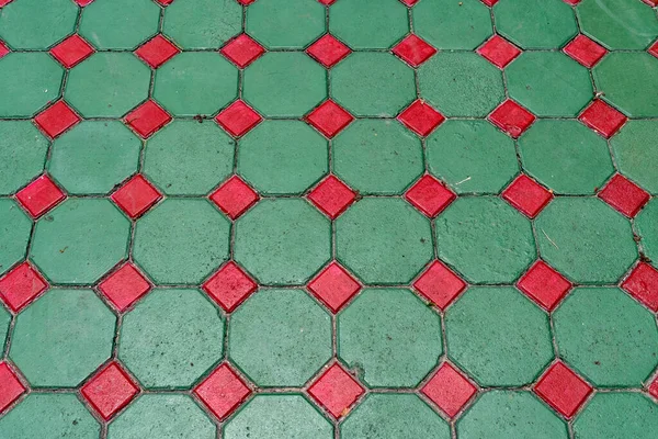 Green Red Concrete Block Floor Pattern Background — Stock Photo, Image