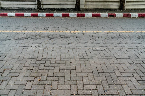 Concrete Block Road Red White Curb — Stock Photo, Image