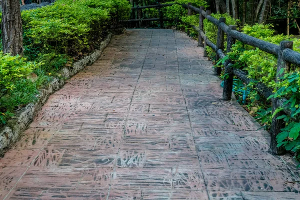 Percorso Cemento Con Ringhiera Nel Parco — Foto Stock