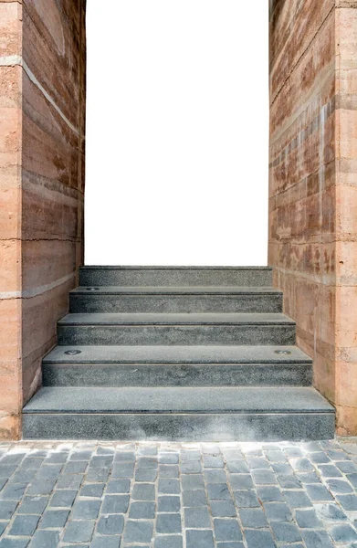 Beton Und Schwarze Steintreppe Isolieren Auf Weißem Hintergrund — Stockfoto