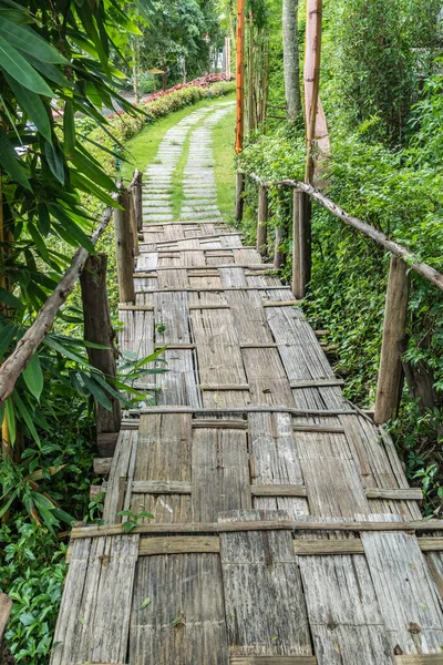 Escadaria Bambu Interior Tailândia — Fotografia de Stock