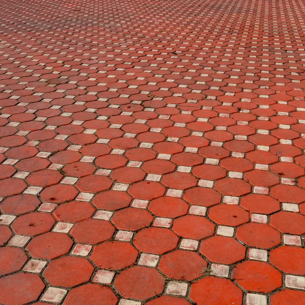 Perspektywa Czerwonego Betonu Wzór Podłogi Bloku — Zdjęcie stockowe