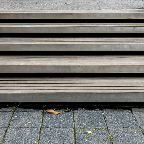 Ancien Escalier Bois Brun Avec Plancher Béton — Photo