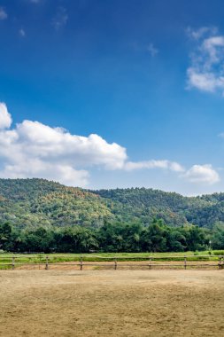 At çiftliğinde kum ve ahşap çitler