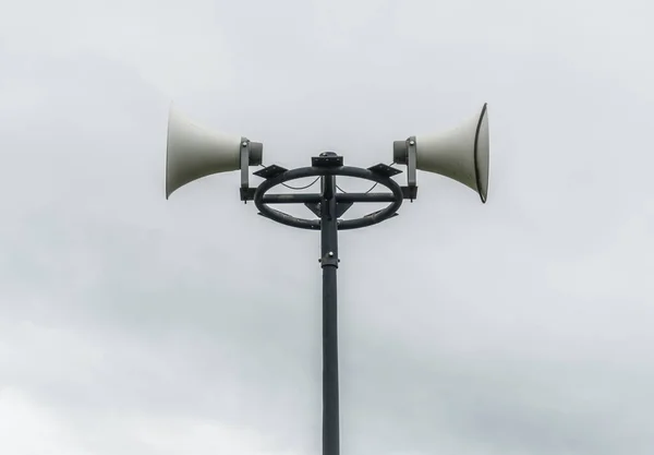White Horn Speaker Cloudy Background — Stock Photo, Image