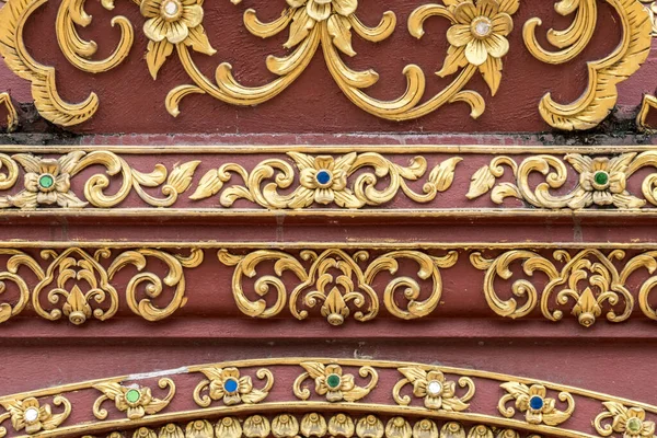 Thajský Starověký Zlatý Betonový Štuk Chrámu — Stock fotografie