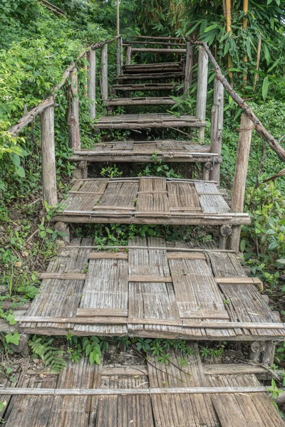 Escadaria Bambu Interior Tailândia — Fotografia de Stock