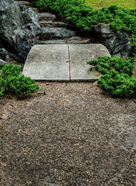 Petit Pont Pierre Dans Jardin Japonais — Photo