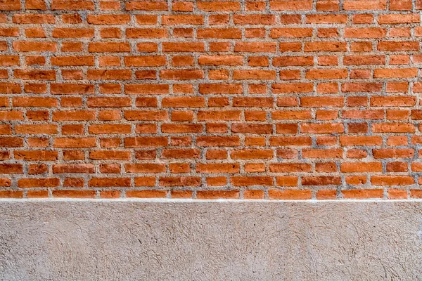 Vieux Mur Briques Brunes Avec Une Partie Mur Béton — Photo