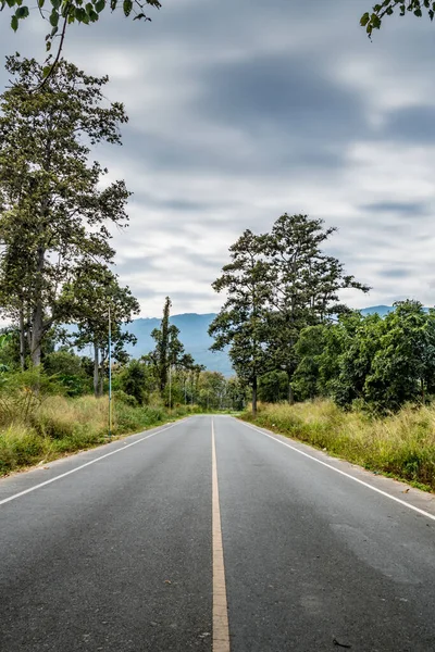 Estrada Campo Asfalto Com Árvores Verdes Montanha Tailândia — Fotografia de Stock