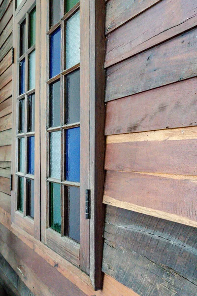 Szklany Wzór Perspektywy Okna Drewnianego — Zdjęcie stockowe