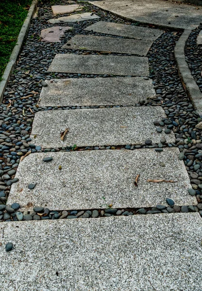 Concrete Block Pathway Gray Gravel Park — Stock Photo, Image