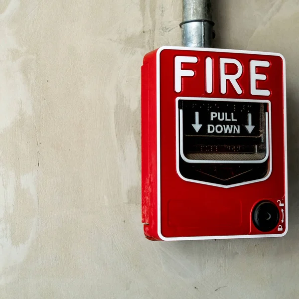 Red Fire Switch Gray Concrete Wall — Stock Photo, Image