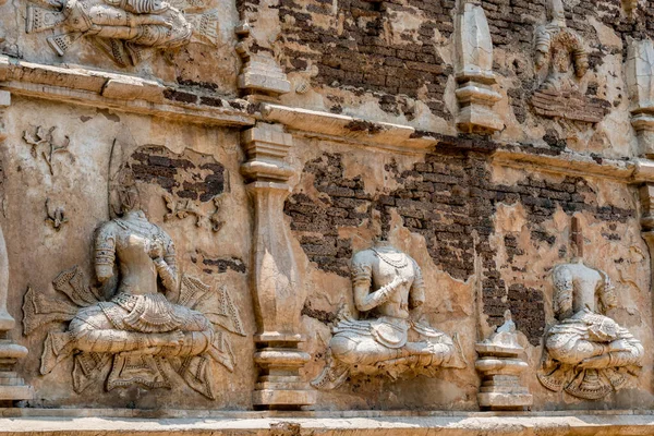 Ancien Stuc Plâtre Thaïlandais Dans Temple — Photo