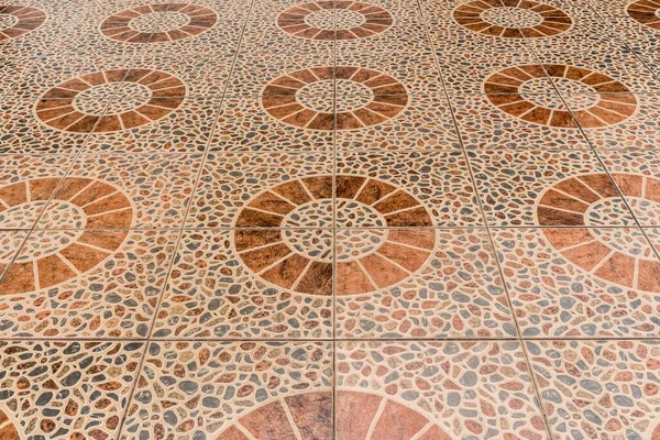 Old Brown Ceramic Tile Floor Perspective — стоковое фото