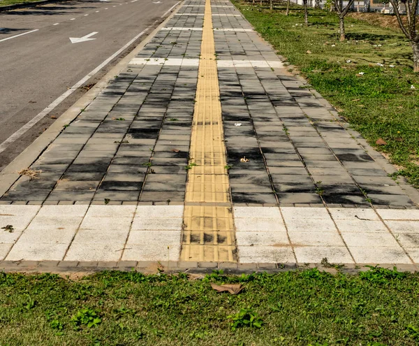 Pavimentación Táctil Para Minusvalías Ciegas Vía Bloques Hormigón — Foto de Stock