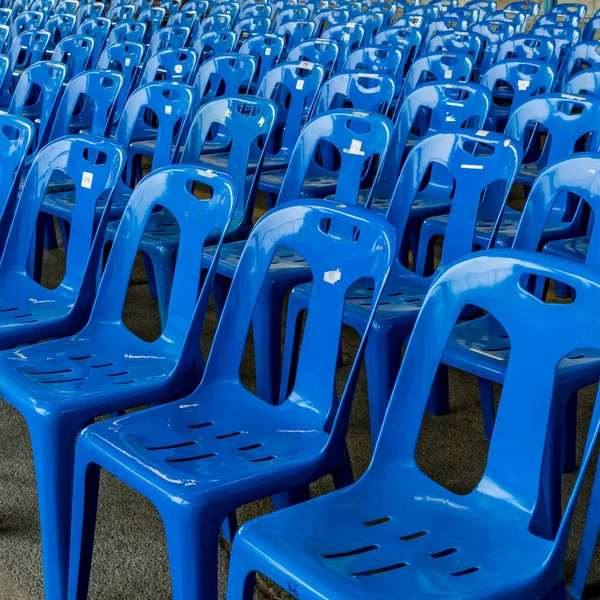 Row Blue Plastic Chairs — Stock Photo, Image