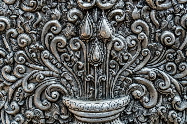 Gros Plan Motif Classique Thaïlandais Artisanat Argent — Photo