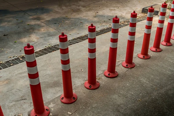 Plastic Orange Pole Concrete Road — Stock Photo, Image