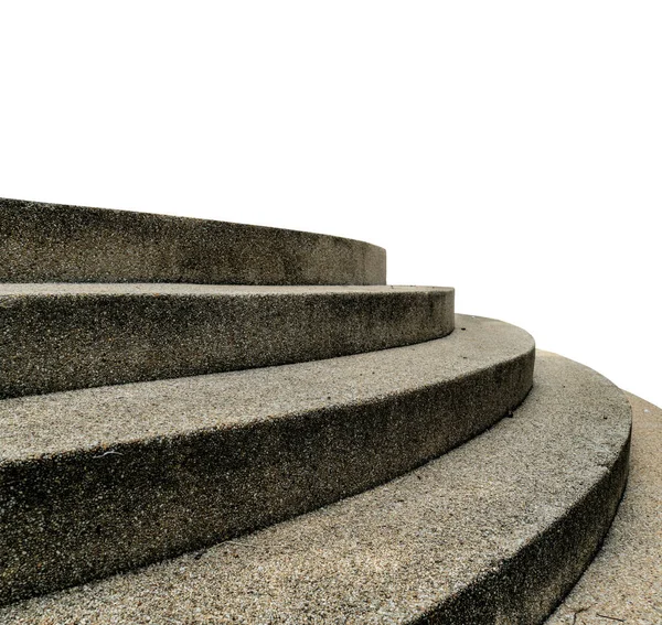 Escada Concreto Curva Com Pequena Textura Cascalho Isolada Sobre Fundo — Fotografia de Stock