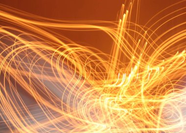 Turuncu parlak canlı cehennem ışık kıvrımlı çizgiler tasarım arka plan 