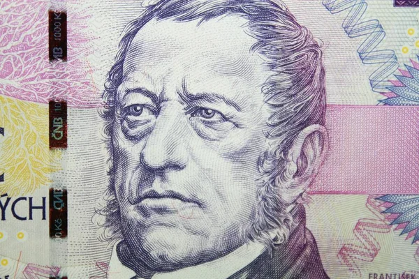 Detail van de Tsjechische kronen 1000 bankbiljet met Frantisek Palacky portret Stockfoto