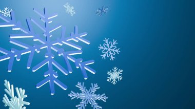 Kış Mevsimi ve Noel Tatil Dekorasyonu Tasarımı Üzerine Mavi Kar Taneleri