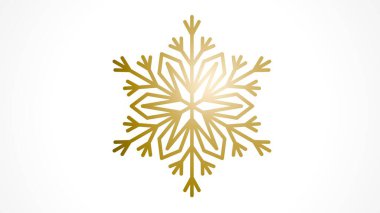 Altın Kar Tanesi Sembol Dekoratif Noel Süslemesi Kış Festivali Şenlik Tasarımı Beyaz Arkaplanda