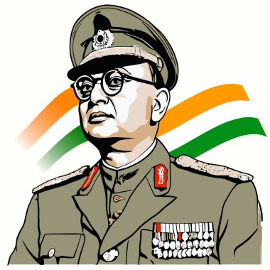  23rd January Parakram Diwas Nation Hero Netaji Subhas Chandra Bose Jayanti Vector Illustration clipart