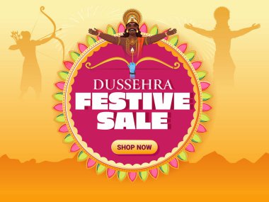 Dussehra Festivali için indirimli reklam afişi ve poster arkaplanı