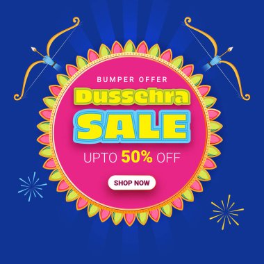 Dussehra Festivali için indirimli reklam afişi ve poster arkaplanı