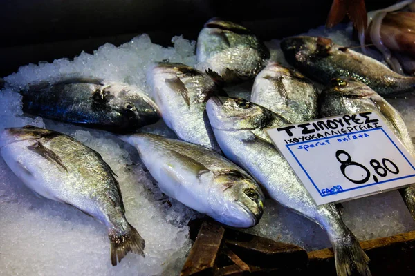 Fish Market Table Price Lable — Stock Photo, Image