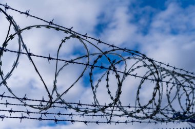 Hapishane dikenli teli. Hapishane çiti. Suçlar için katı ceza