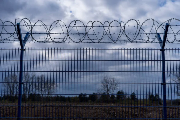 Prison Barbed Wire Prison Fence Strict Punishment Crimes — Stock Photo, Image