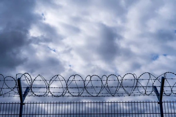 Prison Barbed Wire Prison Fence Strict Punishment Crimes — Stock Photo, Image