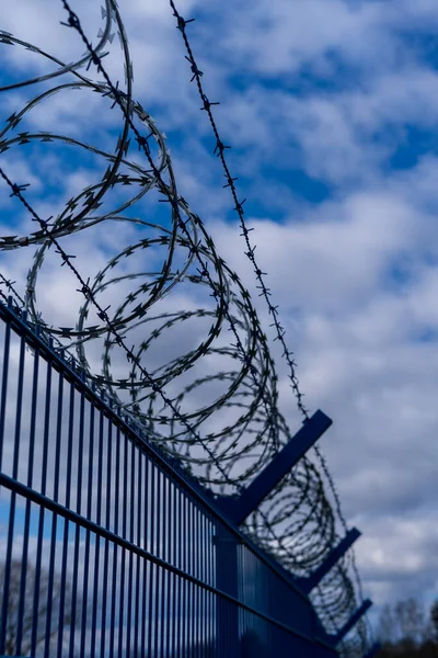 Prison Barbed Wire Prison Fence Strict Punishment Crimes — Stock Photo, Image