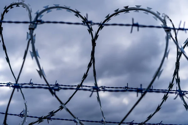 Prison Barbed Wire Prison Fence Strict Punishment Crimes — Stock Photo, Image